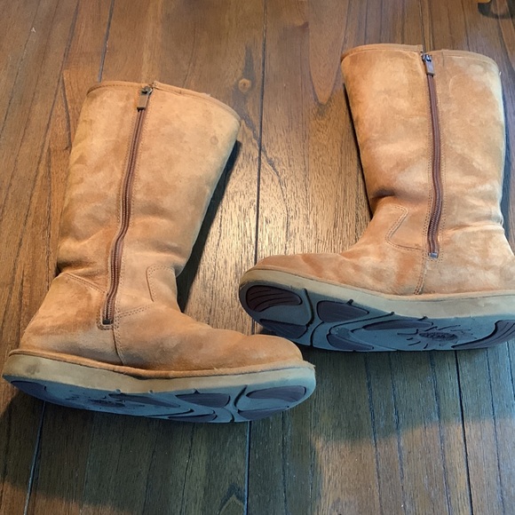 UGG Side Zip Sunset Suede Shearling Boots - Picture 2 of 11
